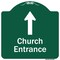 Signmission Church Entrance Ahead With Up Arrow Heavy-Gauge Aluminum Architectural Sign, 18" x 18", GW-1818-9991 A-DES-GW-1818-9991 - alternate 1
